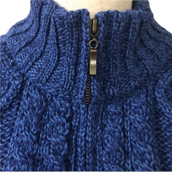 Inis Crafts Made in Ireland Sweater Merino Wool Cable Knit Full Zip Medium - Picture 3 of 4